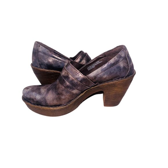 Born Brown Distressed Leather Heeled Clogs 7.5 Comfort Slip-On Steampunk Cottage - Picture 11 of 11